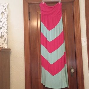 Chevron Strapless Maxi Dress